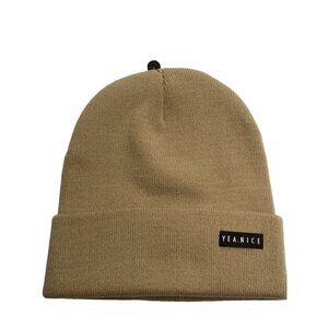 Yea.Nice Legend Mens Knit Beige Tan Sand Brown Folded Beanie Winter Snow Skiing